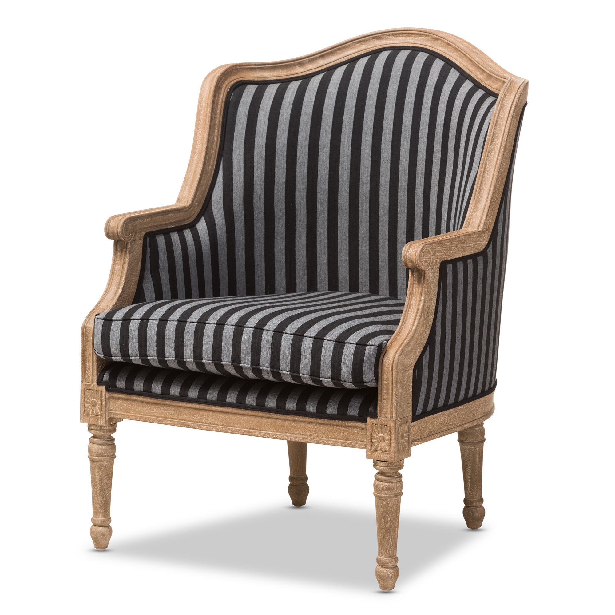 Baxton Studio Charlemagne Traditional French Accent Chair Oak